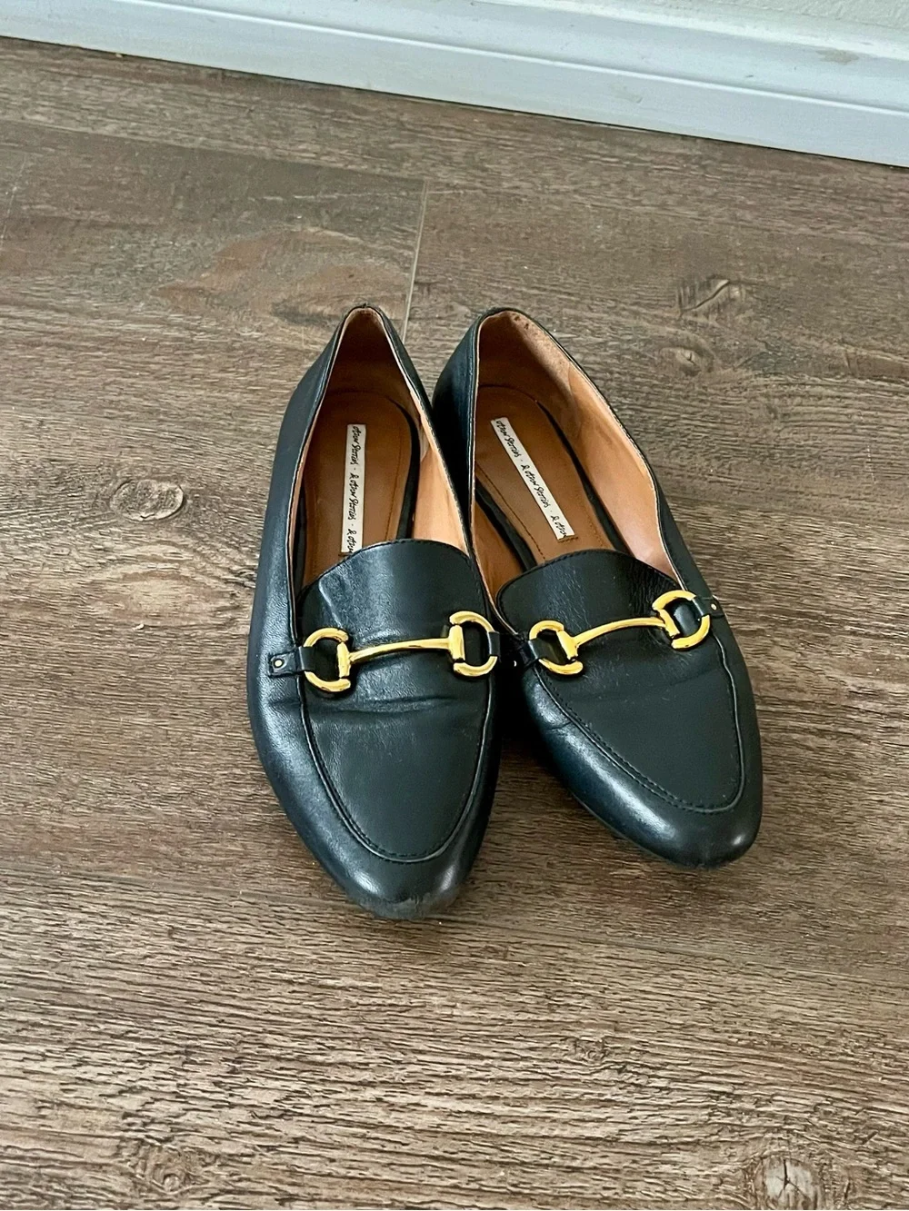 & Other Stories Black Leather Loafers with Gold Horsebit